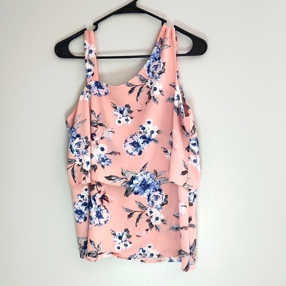 FAITH and Joy Pink Floral Sleeveless Top Size Medium